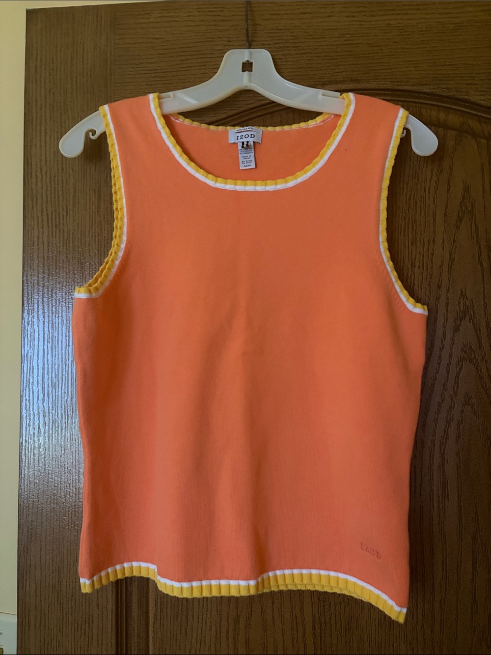 Izod Orange Knit Tank with Yellow & White Trim